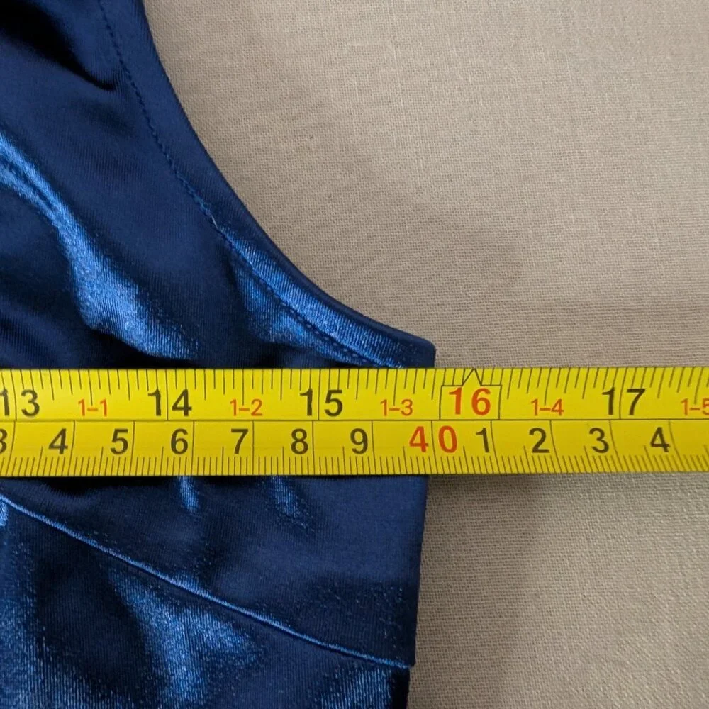 Regencycore Royal Blue Satin Rosette Sash Crop Top Size Medium - Picture 5 of 8